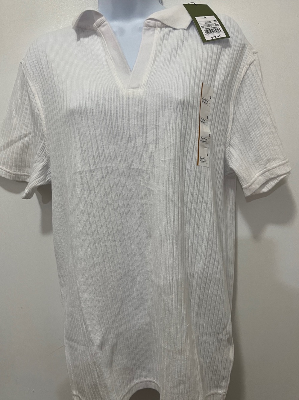 BOGO White Ribbed V‑Neck Polo Shirt